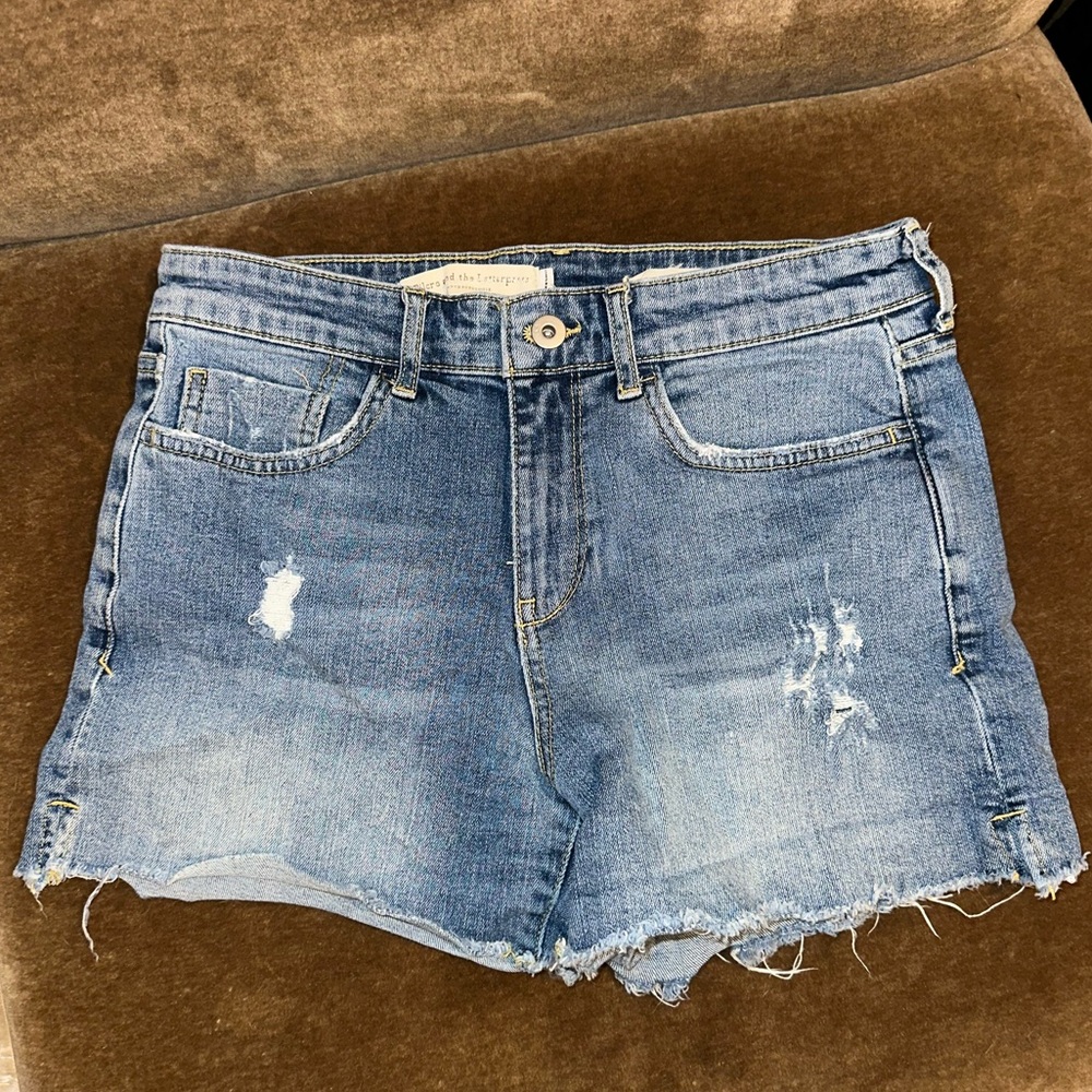 Anthropologie-Pilcro Distressed Denim Boyfriend Shorts